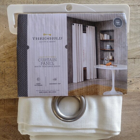 Set of 2 Light Filtering Solid Window Curtain Panels - Threshold - Picture 2 of 3